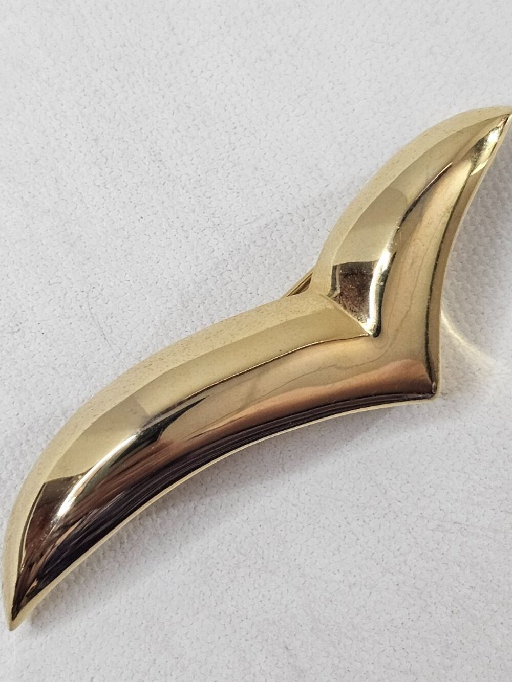Gold Tone Seagull Brooch Jewelry Unmarked Check Abstract Bird Decorate Pin